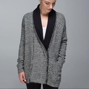 Lululemon Post Practice Cardigan Sweater Ghost Black